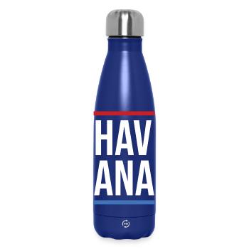 Havana Bold Mono with Red Blue Stripes - Insulated Water Bottle 500 ml - dark blue  - Front