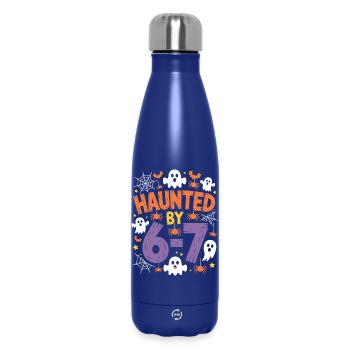 Verfolgt von 6-7 Halloween Mathe-Wortspiel Design - Thermosflasche 500 ml - Dunkelblau  - Vorne