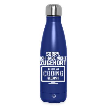 Sorry, I didn't listen to coding - Insulated Water Bottle 500 ml - dark blue  - Front