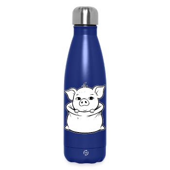 Purring piggy in a sack - Insulated Water Bottle 500 ml - dark blue  - Front