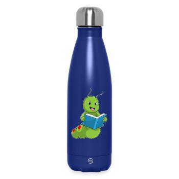 Caterpillar Nerd Book - Insulated Water Bottle 500 ml - dark blue  - Front