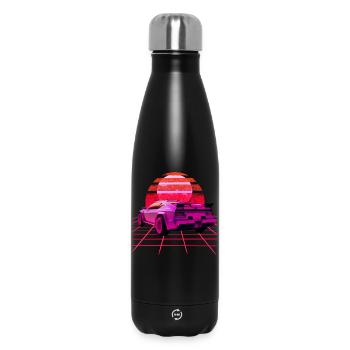 Retro Wave super Car Sunset - Insulated Water Bottle 500 ml - black - Front