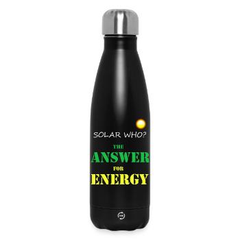 Solaire QUI ? Énergie solaire photovoltaïque renouvelable - Bouteille isotherme 500 ml - noir - Devant