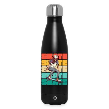 Skateboarding Cool Skater Girl Bunt - Thermosflasche 500 ml - Schwarz - Vorne