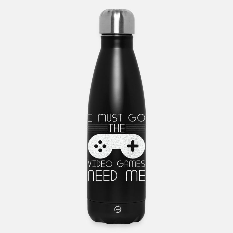 Must Go Videospiele brauchen mich Videospieler - Thermosflasche 500 ml - Schwarz