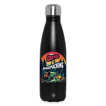 Aventure en gravier et bikepacking : Coucher de soleil - Bouteille isotherme 500 ml - noir - Devant