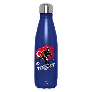 Football Turquie Türkiye Flag Joueur de drapeau - Bouteille isotherme 500 ml - bleu foncé  - Devant