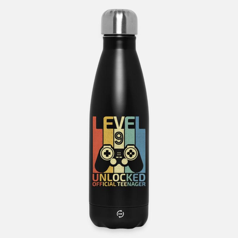 Niveau 9 : Adolescent officiel débloqué - Bouteille isotherme 500 ml - noir