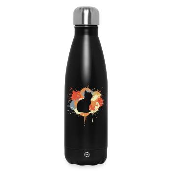 Cat Drawing - Insulated Water Bottle 500 ml - black - Front