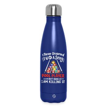 Billard Billardspielerin - Thermosflasche 500 ml - Dunkelblau  - Vorne