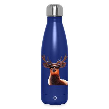 Deer, Antlers, Hunting, Deer, Reindeer, Red Deer, Hunter - Insulated Water Bottle 500 ml - dark blue  - Front