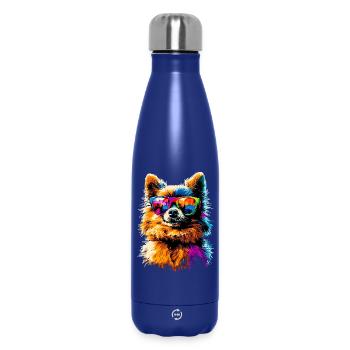 Pomeranian Pomeranian Pom Sweet German Spitz - Insulated Water Bottle 500 ml - dark blue  - Front