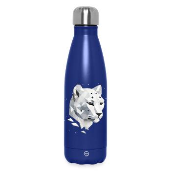 Geometric Snow Leopard – Elegance of the Wilderness - Insulated Water Bottle 500 ml - dark blue  - Front