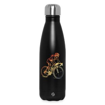 Retro Radfahrerin Line Art - Thermosflasche 500 ml - Schwarz - Vorne