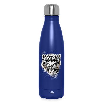 Schneeleopard Panther Raubkatze Großkatze Leopard - Thermosflasche 500 ml - Dunkelblau  - Vorne