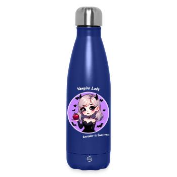 Cute Vampire Lady Kawaii Helloween Girl Devil - Insulated Water Bottle 500 ml - dark blue  - Front