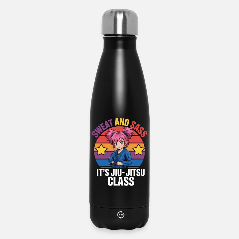 Conception de motivation de Jiu-Jitsu avec un personnage d’anime - Bouteille isotherme 500 ml - noir