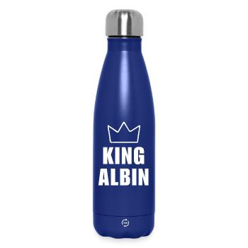 Albin King Crown Vatertag T Shirt Männer - Thermosflasche 500 ml - Dunkelblau  - Vorne