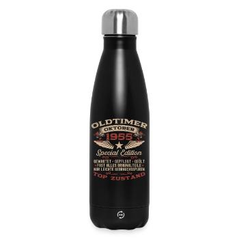 70. Geburtstag Geschenk Oldtimer Oktober 1955 - Thermosflasche 500 ml - Schwarz - Vorne