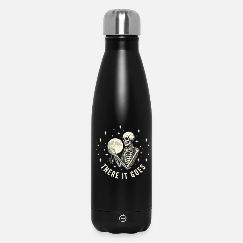 Motif de crâne et de lune avec dicton - Bouteille isotherme 500 ml - noir