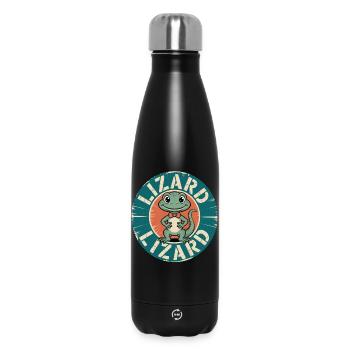 Lizard Meme Funny Weirdcore Vibes - Insulated Water Bottle 500 ml - black - Front