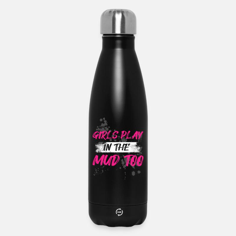 Les filles jouent dans la boue Schlammlauf Mud Run Muddy - Bouteille isotherme 500 ml - noir