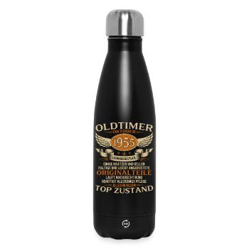 70. Geburtstag Geschenk Oldtimer Oktober 1955 - Thermosflasche 500 ml - Schwarz - Vorne