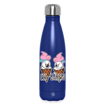 Zwei leckere Eis Bären an der Eisdiele - Insulated Water Bottle 500 ml - dark blue  - Front