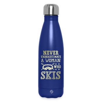 Ne sous-estimez pas une skieuse - Bouteille isotherme 500 ml - bleu foncé  - Devant