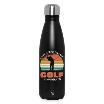 Golf Ist Wichtiger Als Schule Retro - Thermosflasche 500 ml - Schwarz - Vorne