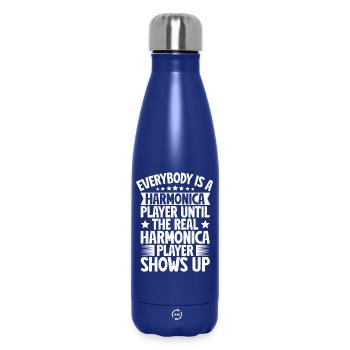 Harmonica Musican The Real Player Shows Up - Insulated Water Bottle 500 ml - dark blue  - Front