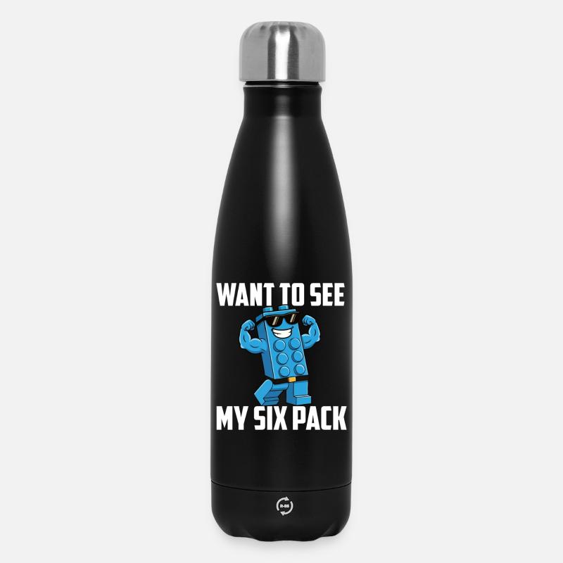 Je veux voir mon bloc de construction de briques Six Pack  - Bouteille isotherme 500 ml - noir