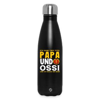 Papa Ossi Spruch Rocke Beide DDR Stolz - Thermosflasche 500 ml - Schwarz - Vorne