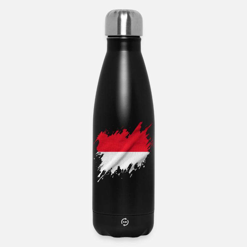 Drapeau indonésien, style déchiré - Bouteille isotherme 500 ml - noir