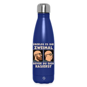 Avant Après Après Le Rasage Joke Porteur de Barbe - Bouteille isotherme 500 ml - bleu foncé  - Devant