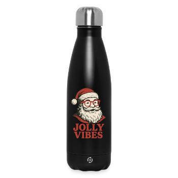 Santa Jolly Vibes Christmas Holiday Fun - Insulated Water Bottle 500 ml - black - Front