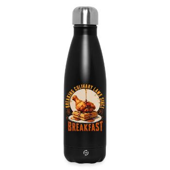 Chicken With Waffles Breaking Culinary Laws - Insulated Water Bottle 500 ml - black - Front