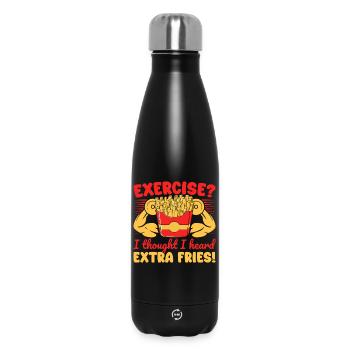 Fanatiques de fitness Exercice J’ai entendu des frites supplémentaires - Bouteille isotherme 500 ml - noir - Devant