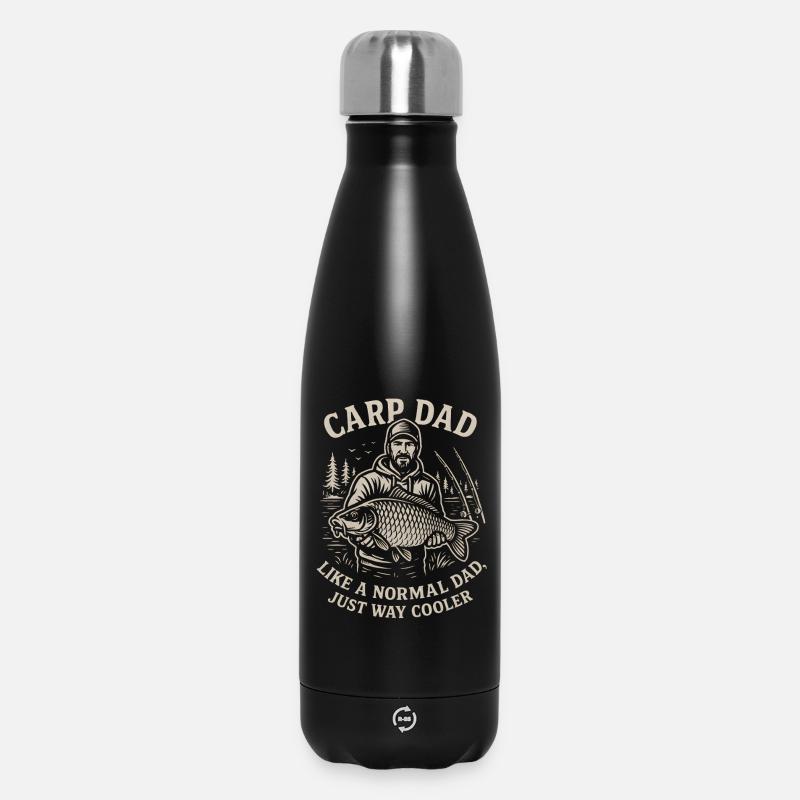 Papa carpe : plus cool que les papas normaux - Bouteille isotherme 500 ml - noir