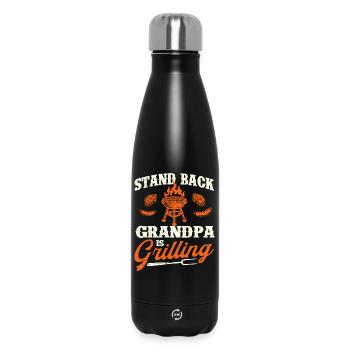 Stand Back Grandpa Is Grilling Funny BBQ Pitmaster - Insulated Water Bottle 500 ml - black - Front