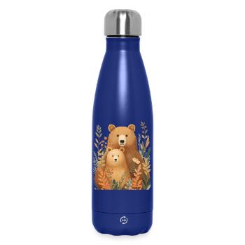 Waldbärenpärchen im Herbstlaub - Thermosflasche 500 ml - Dunkelblau  - Vorne
