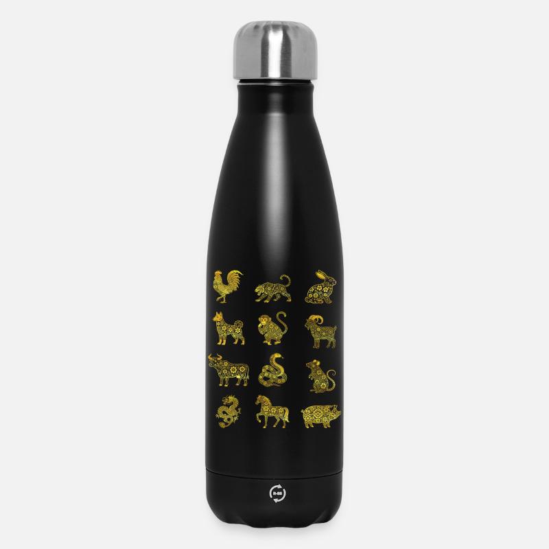 Kinesisk Nytår Kinesiske Dyretegn - Termoflaske 500 ml - sort