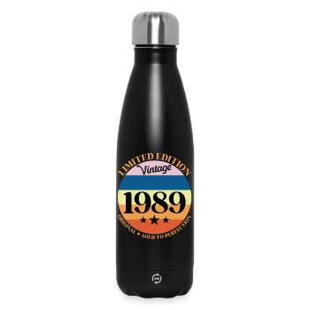 1989 Vintage Birthday Gift 89 - Insulated Water Bottle 500 ml - black - Front