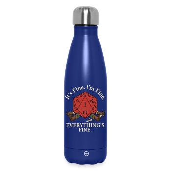 Everything okay! – Critical Failure RPG - Insulated Water Bottle 500 ml - dark blue  - Front