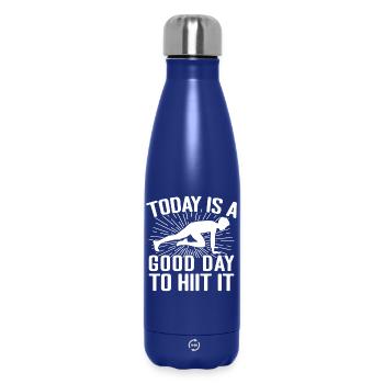 Gym Junkies Today A Good Day To Hiit Calisthenics - Thermosflasche 500 ml - Dunkelblau  - Vorne