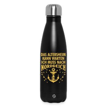 Grand-père, la maison de retraite peut attendre, doit aller à Norddeich - Bouteille isotherme 500 ml - noir - Devant