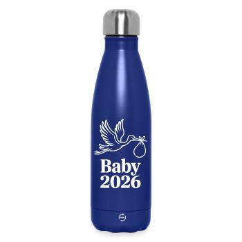 Baby 2026 Storch Geburt Verkündung - Thermosflasche 500 ml - Dunkelblau  - Vorne