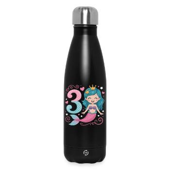 Meerjungfrau 3. Geburtstag 3 Jahre - Thermosflasche 500 ml - Schwarz - Vorne