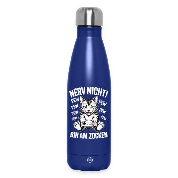 Nerv nicht bin am Zocken Gamer Katze Design - Thermosflasche 500 ml - Dunkelblau  - Vorne
