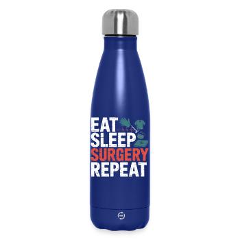 Eat Sleep Surgery Repeat - Insulated Water Bottle 500 ml - dark blue  - Front